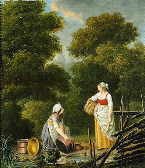 Pehr Hillestrom Two Maid Servants at a Brook Germany oil painting art